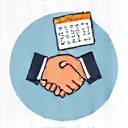 Hosszú távú támogatás ikon, kézfogás, naptár